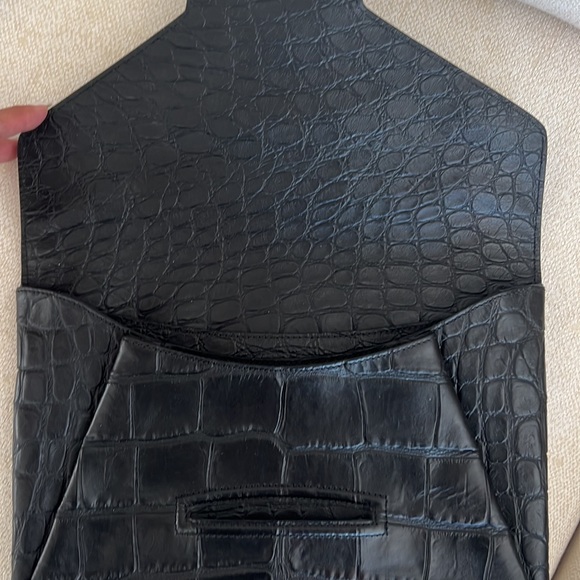 Givenchy Antigona Envelope Clutch Black Croc-Stamped Leather Bag LIKE NEW - Picture 4 of 4